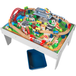 LUPILU® Table avec circuit de train en bois, 100 pièces