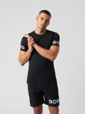 Björn Borg Sportshirt Heren Korte Mouw - Zwart/Wit - Gerecycled Polyester - Maat M
