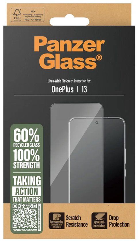 PanzerGlass Ultra-Wide Fit Anti-Bacterial Screenprotector voor de OnePlus 13
