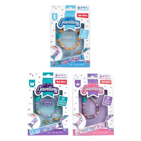 Top1Toys Toi-Toys Armband met Stickerkralen - 60 Stickers - Elastiek - 9 cm - 6 cm - Kinderen - Vrouwen - Multi kleuren