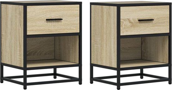 vidaXL Nachtkastjes 2 stuks 40x31x50 cm bewerkt hout sonoma eikenkleurig