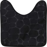 Tendance Toiletmat/wc mat Pebble - microfiber - Memory Foam - zwart - 45 x 50 cm - badkamer mat