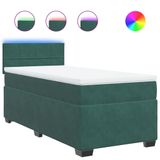 vidaXL Boxspringbed met matras, fluweel, donkergroen, 80x200 cm