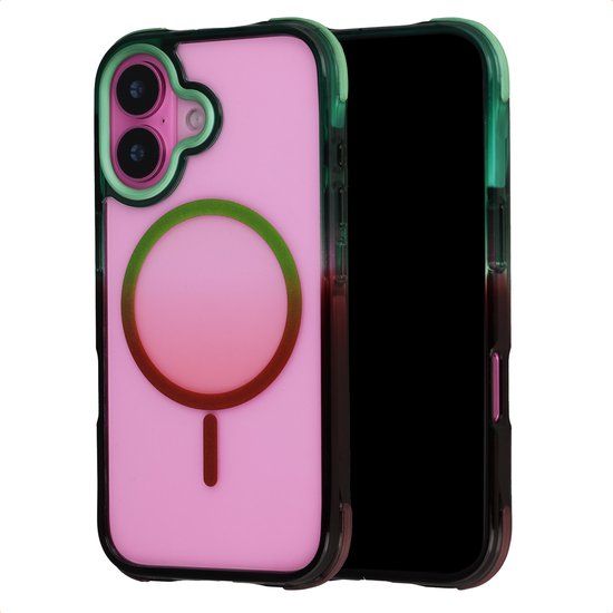Selencia Gradient Backcover met MagSafe voor de Apple iPhone 16 - Groen / Bruin