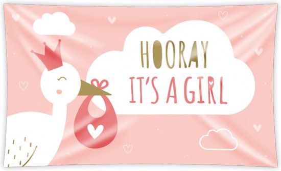 XXL flag - Newborn baby girl - Pink - Polyester - 150 x 9 cm