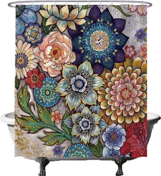 Ulticool Douchegordijn - Bloemen Natuur Kunst - 180 x 200 cm - Kleurrijk