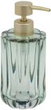 5five Zeeppompje / zeepdispenser Florea - groen transparant - 300 ml - Luxe stijl bewerkt glas - badkamer - keuken - toilet