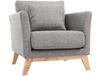 OSLO Fauteuil scandinave déhoussable en tissu gris clair et bois clair