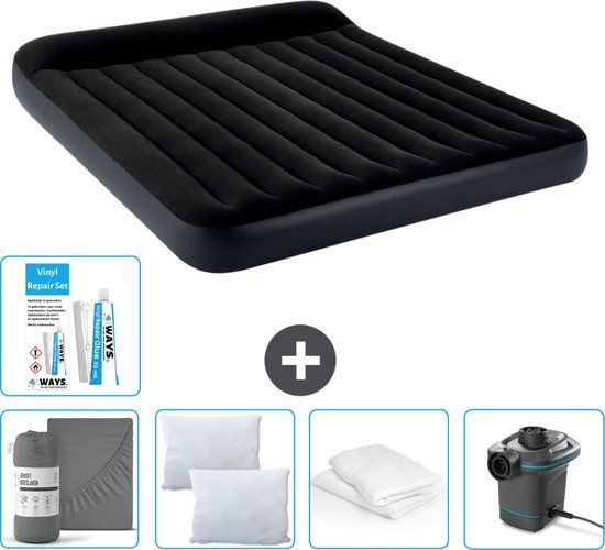 Intex Luchtbed - 2-Persoons - 183 x 203 x 25 cm - Donkerblauw - Complete Set