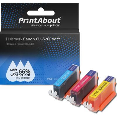 PrintAbout Huismerk Canon CLI-526C/M/Y Inktcartridge 3-kleuren Voordeelbundel