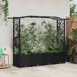 vidaXL Verhoogd bed met trellis en dak Zwart 204 x 40 x 138 cm PP
