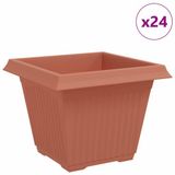 vidaXL Vierkante Bloempot Baksteenrood 24 stuks 43 x 43 x 33,5 cm