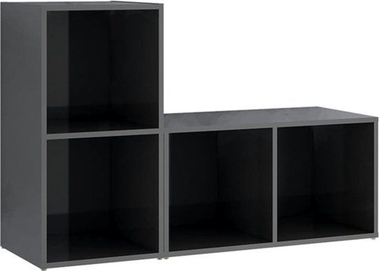 vidaXL Tv-meubelen 2 stuks 72x35x36,5 cm bewerkt hout hoogglans grijs