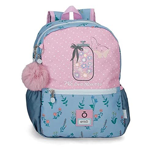 Enso We Love Flowers kleuterschoolrugzak, aanpasbaar, roze, 25 x 32 x 12 cm, polyester, 9,6 l, Violeta, Aanpasbaar schoolrugzak