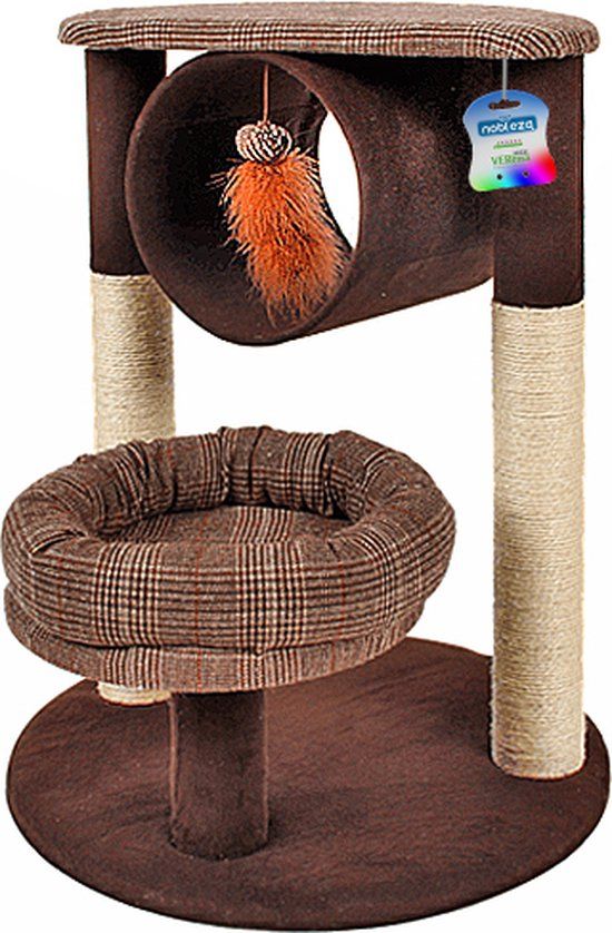 Nobleza Cat Scratching Post with Basket - Brown - 49x49x64 cm