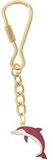 Behave® Sleutelhanger dolfijn goud kleur rood wit emaille 10 cm - Unisex