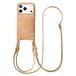 Selencia Hoesje - Geschikt voor Apple iPhone 17 Pro - Croco Backcover met koord en pashouder - Toasted Almond