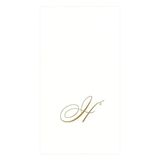 Caspari Signature Gold Initial H Paper Linen Gastendoeken, Witte Parel, Pack van 24