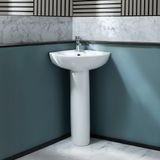Hudson Reed Lavabo d’angle sur colonne - 56 cm - 1 trou - Céramique - Avec trop plein