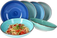 MamboCat Set van 6 spaghettiborden Blauw 23,5cm