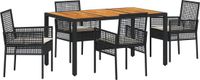 vidaXL Tuinset, 5-delig, zwart, polyrotan