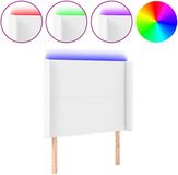 vidaXL Hoofdbord LED 93x16x118/128 cm Kunstleer Wit