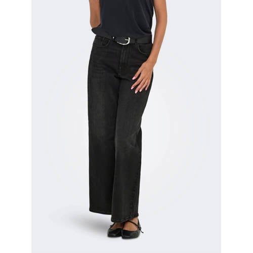 ONLY High Waist Wide Leg Jeans Black Denim
