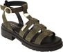 LES Dresco Platte leren sandalen Tobosued Groen Dames Maat 36