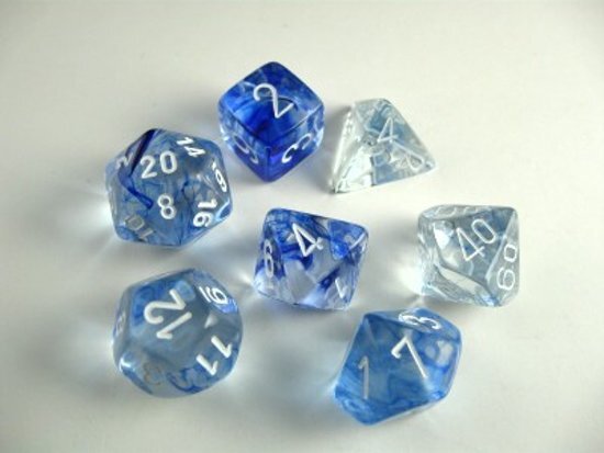 Chessex dobbelstenen set 7 polydice Nebula dark blue w/white