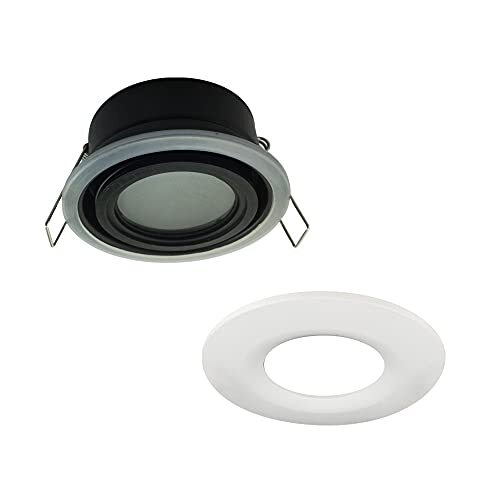 Wonderlamp - Inbouwlamp voor binnen en buiten, rond, met afdekkingsring, waterdicht IP 65, modern, wit