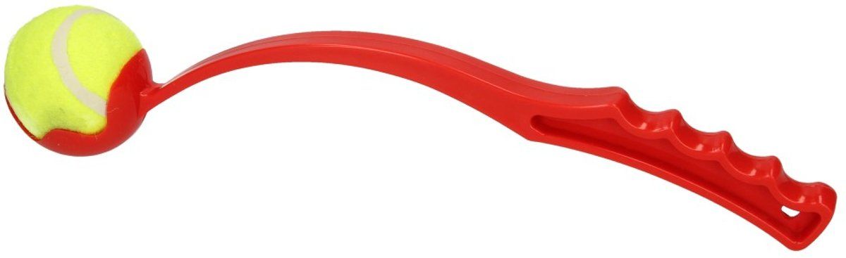 Benson Rode Honden Ballenwerper met Ergonomische Handgreep - Inclusief Tennisbal - 45cm - Rood