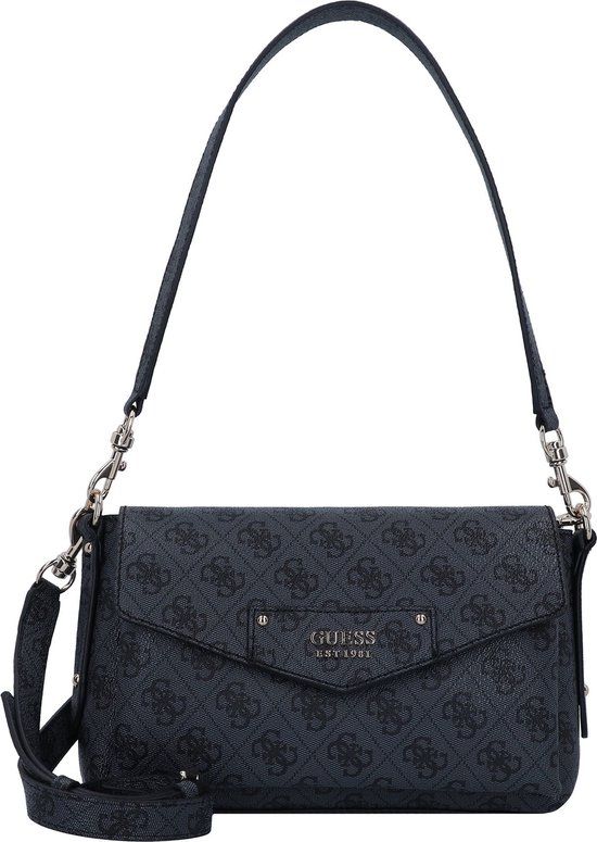GUESS Eco Brenton Flap Shoulder Bag Coal Logo Donkerblauw