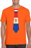 Bellatio Decorations Shoppartners Bv Oranje t-shirt met Hollandse vlag stropdas - voor heren - Nederland supporter - Koningsdag S