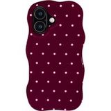 Selencia Vivid Wavy Backcover met MagSafe voor de Apple iPhone 17 - Happy Dots Burgundy