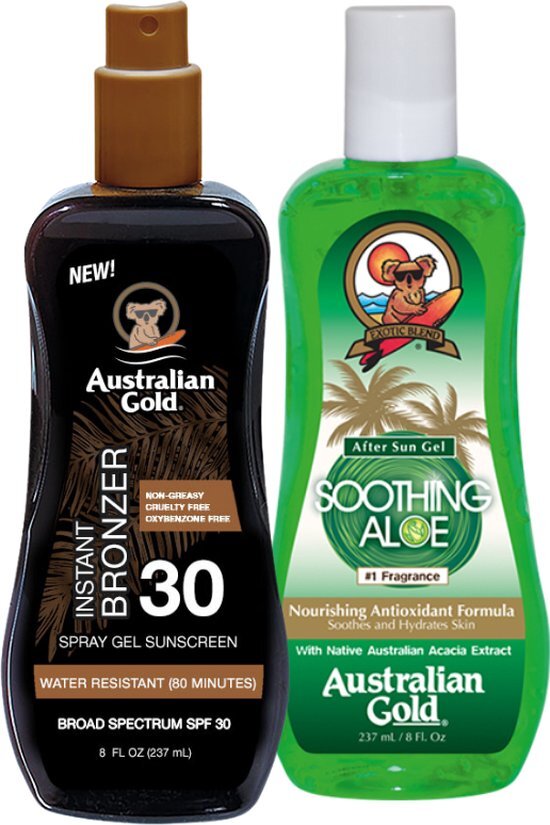 Australian Gold Strandaanbieding SPF30 met BRONZER + SOOTHING GEL