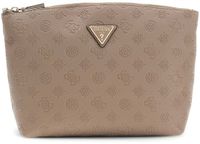GUESS Wilder Top Zip Cosmetic Bag Taupe Logo beige