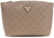 GUESS Wilder Top Zip Cosmetic Bag Taupe Logo beige