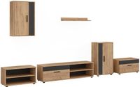 Vicco Woonwand Berno, Goudkleurig Eiken/Antraciet, Set van 6 stuks