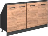 Vicco R-Line Keukenkast voor schuine wand – 140 cm Set van 2 Eik goud/antraciet