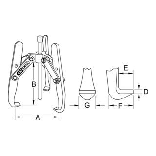 KS Tools Universele Trekker 3-arm - 50-300mm