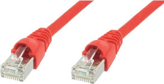 Telegärtner 100008645 RJ45 Netwerkkabel, patchkabel CAT 6A S/FTP 5.0 m Rood Vlambestendig, Met anti-kniktule 1 stuk(s)