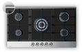 Boretti Cuisinière à gaz, 90 cm de large, 5 brûleurs, 10400 W, verre/acier inoxydable