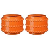 Mica Decorations Pot - 2x - boaz - gebobbeld - oranje - 16.5 x 21 cm