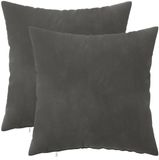 vidaXL - Kussensloop - 2 stuks - HEERLEN - Donkergrijs - 45 x 45 cm - Fluweel
