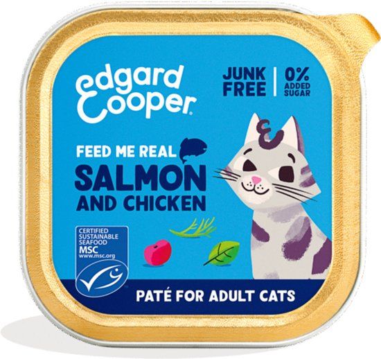 Edgard &amp; Cooper Edgard & Cooper Kattenvoer Adult Pate Zalm - Kip 85 gr