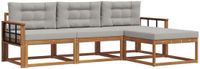 vidaXL Acacia Hout Bank Loungeset 4-delig Natuurlijk en Lichtgrijs