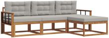 vidaXL Acacia Hout Bank Loungeset 4-delig Natuurlijk en Lichtgrijs