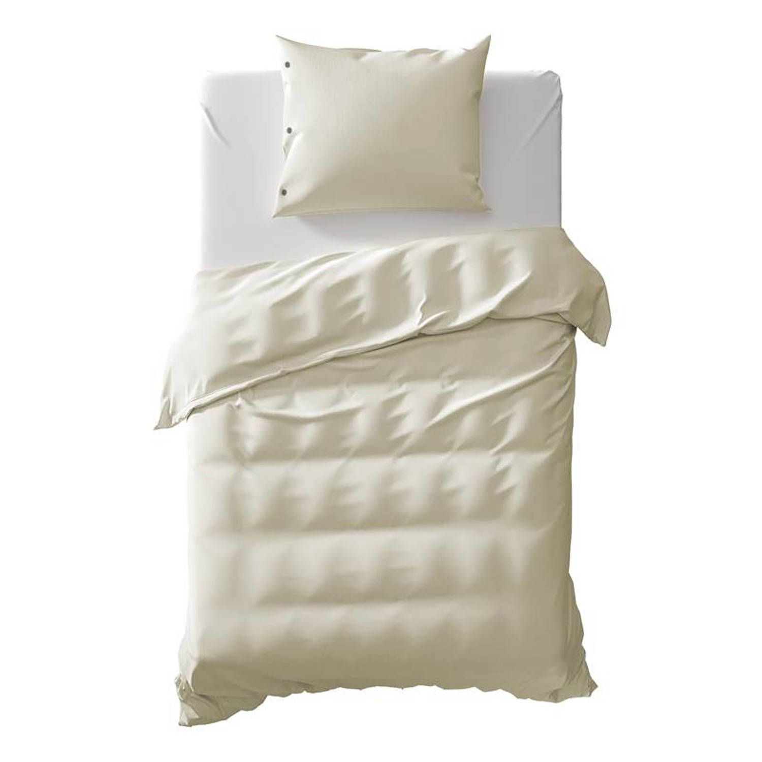 Yellow Percale Dekbedovertrek - Eenpersoons - 140x200/220 cm - Pristine Ivory
