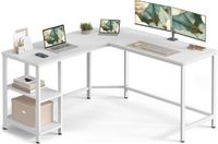 Merkloos Hoekbureau L-vormig Wit Hout/Metaal 136x76cm