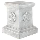 Design Toscano CL5194 Engelse rozet sculpturale tuin plint basis riser, groot 33 cm, polyresin, antieke steen